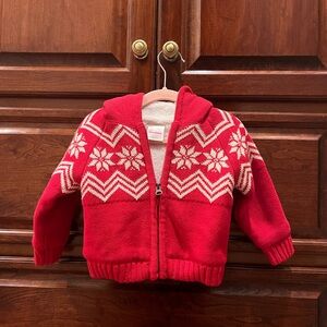 Hanna Andersson Fairisle toddler sweater.  Red and White.